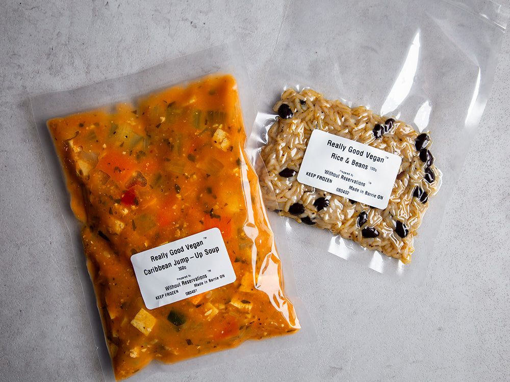 Really Good Vegan Caribbean Jump -Up Stew Kit with Rice and Beans
