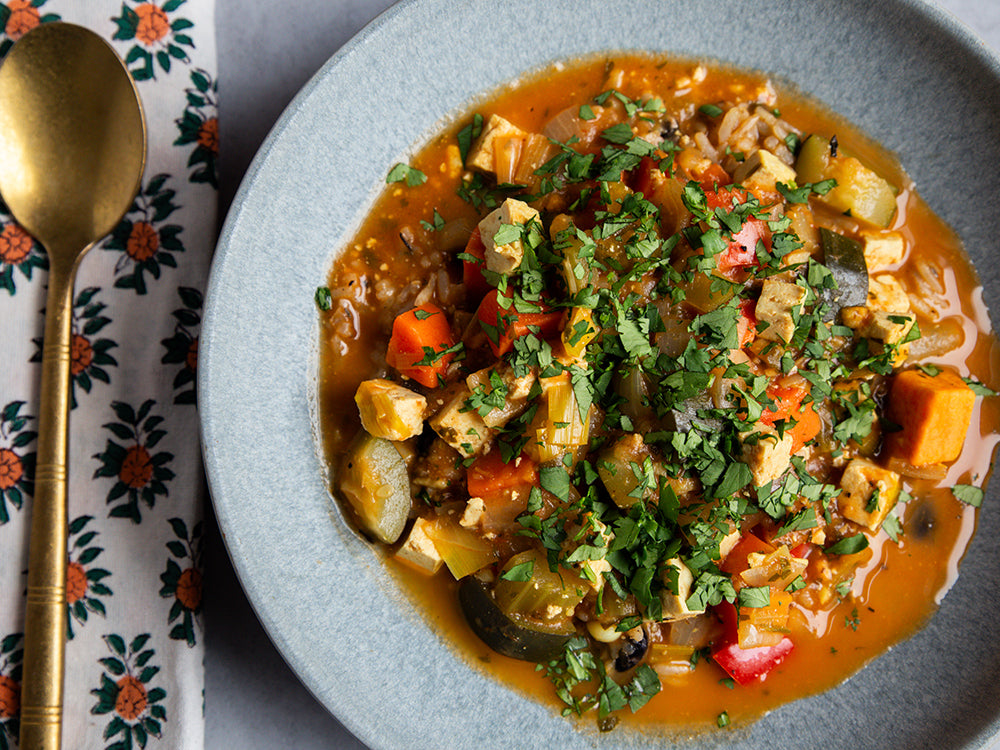 Really Good Vegan Caribbean Jump -Up Stew Kit with Rice and Beans