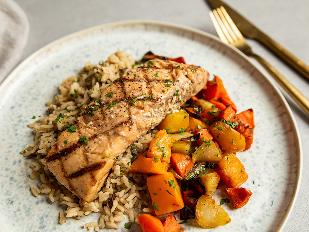 Grilled Atlantic Salmon Fillet in Smoky Maple Butter