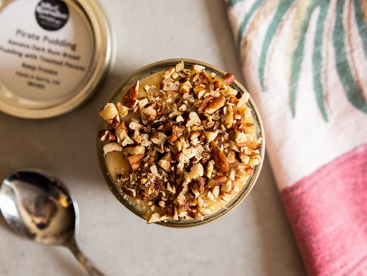 Pirate Pudding (Banana Rum Pecan Bread Pudding)