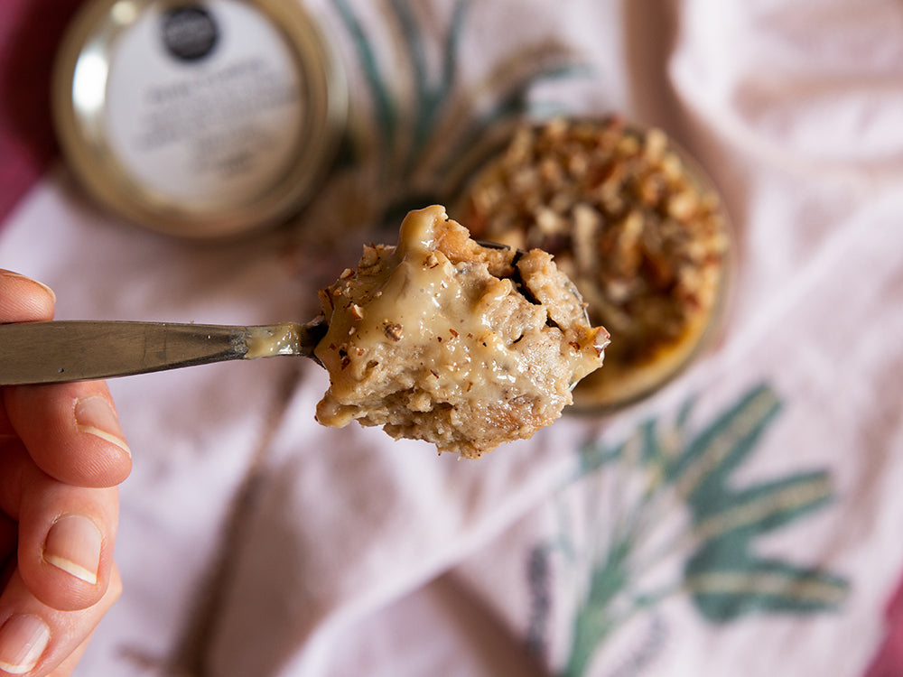 Pirate Pudding (Banana Rum Pecan Bread Pudding)