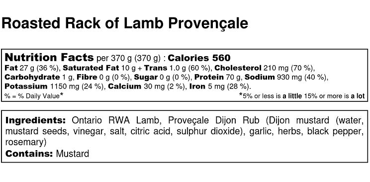 Roasted Ontario Rack of Lamb Provençale for Pre-order.