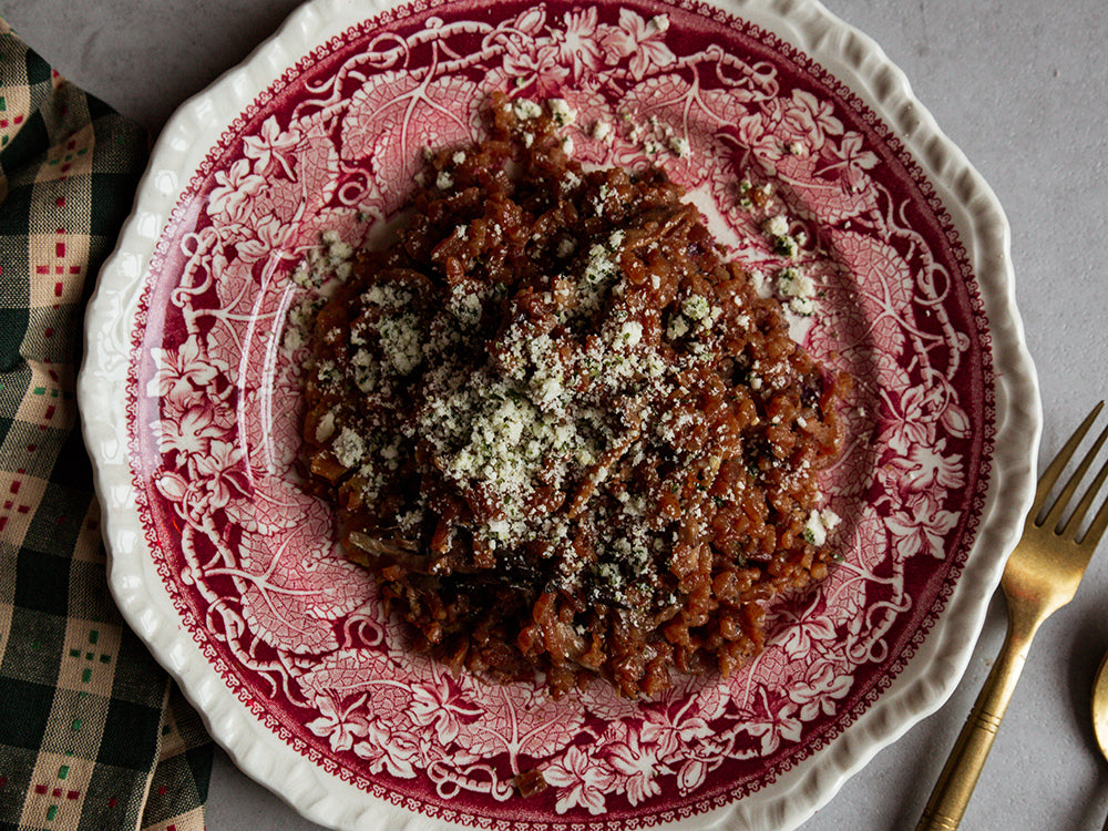 Holiday Mushroom Miso Risotto (V)  (GF)