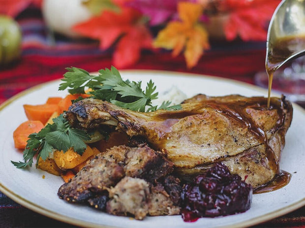 Thanksgiving Roasted Confit Duck Leg Dinner